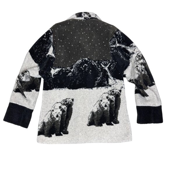 Vintage 90's Nordic Lights Fleece Jacket Snow Polar Bears scene Men's size M - Picture 3 of 13